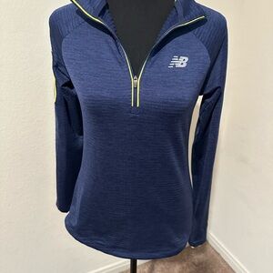 New Balance Blue Fitted Ribbed Long Sleeve Top